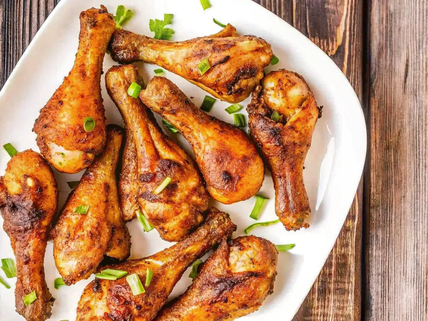 A platter of smoked chicken legs with crispy skin