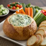 Spinach dip in a bread bowl 1