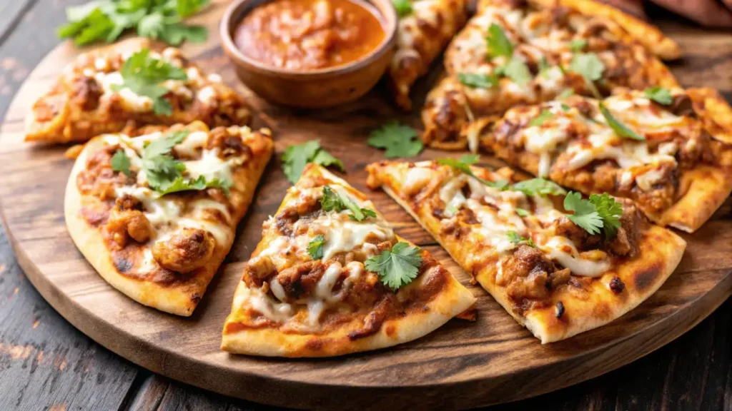 freshly baked naan pizza