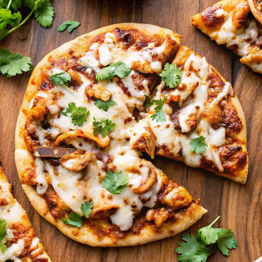 naan pizzas, served