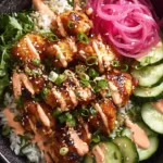 Delicious Bang Bang Chicken Bowl with crispy chicken and vegetables