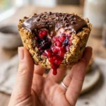 Berry compote granola cups topped with fresh berries and granola