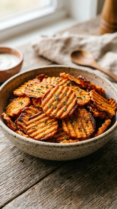 Bowl of crispy healthy carrot chips for a smart snack choice