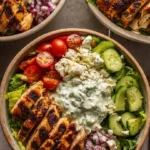 Delicious Greek Chicken Bowl with fresh vegetables and rice