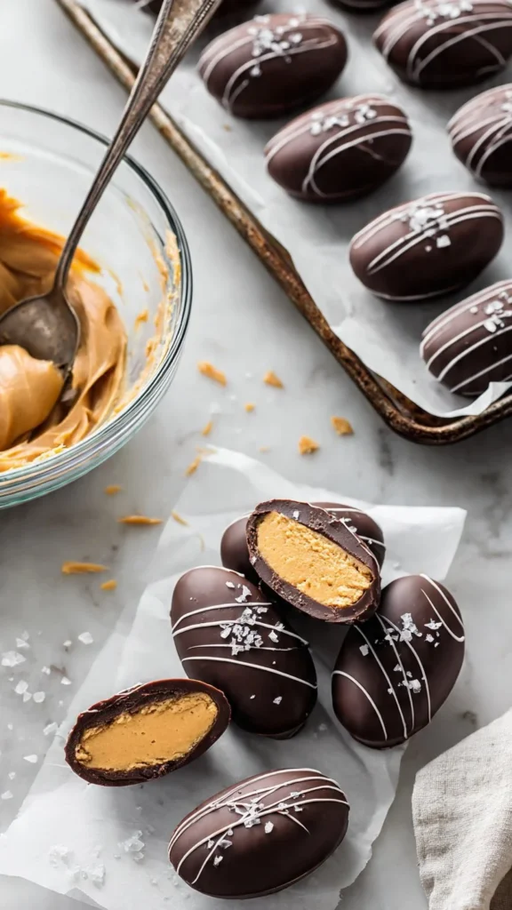 Healthy homemade Reese’s Eggs with natural ingredients