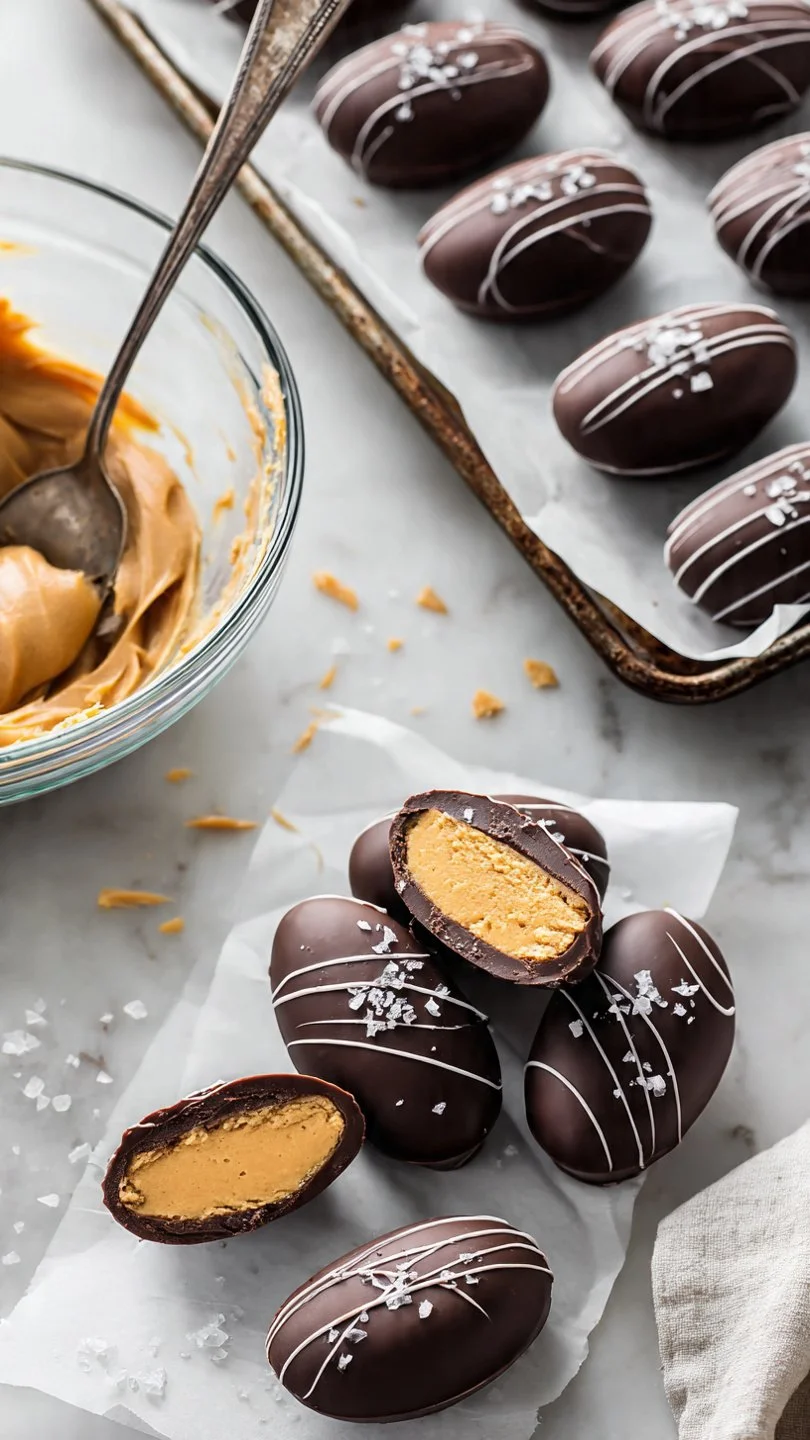 Healthy homemade Reese’s Eggs with natural ingredients