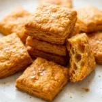 Homemade Cheez-Its baked and ready to enjoy, golden and cheesy snack.