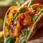 Lime shrimp tacos served with fresh ingredients and zesty lime.