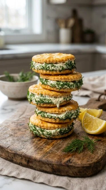 An elegant platter of smoked salmon and cream cheese canapés garnished with herbs