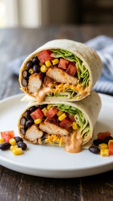 Delicious Southwest Chicken Wrap with fresh ingredients and spices
