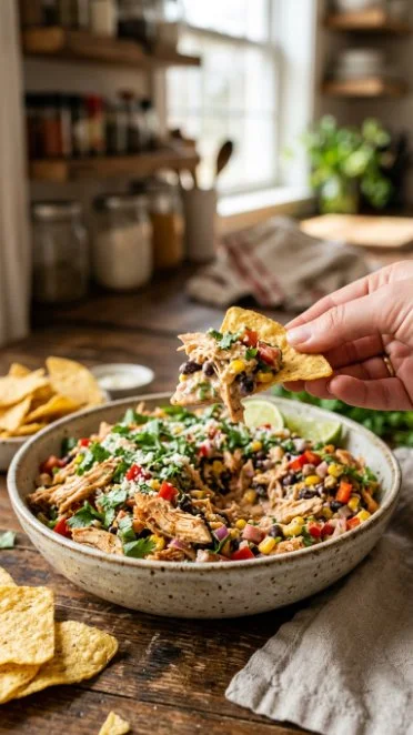 Bowl of Southwestern chicken salad with colorful vegetables and grilled chicken