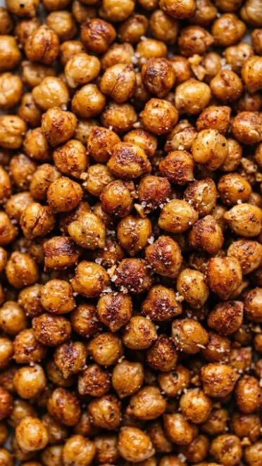 Crispy air fryer chickpeas served in a bowl with seasoning