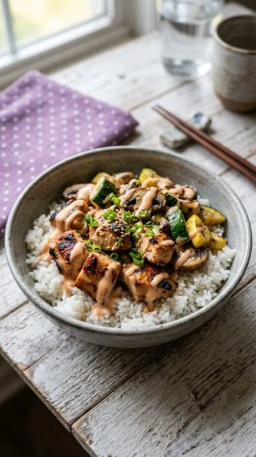 Air Fryer Hibachi Chicken and Vegetables served on a plate