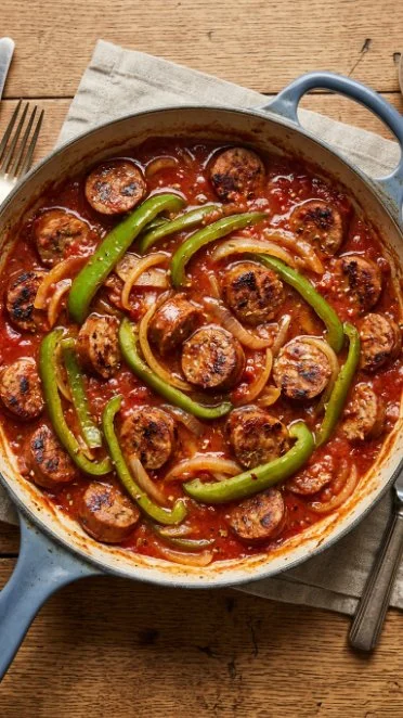 Delicious plate of authentic Italian sausage and peppers recipe