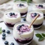 Delicious homemade blueberry yogurt bites arranged on a plate.