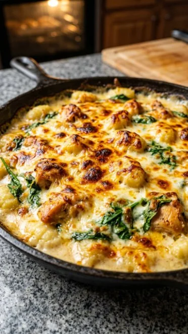 Creamy Chicken Alfredo Gnocchi with tender chicken and rich sauce