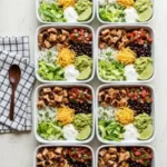 A colorful Chipotle bowl with rice, beans, veggies, and protein.