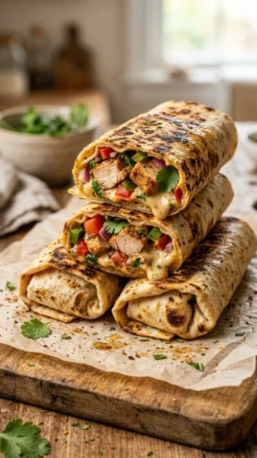 Chipotle Ranch Grilled Chicken Burrito with fresh ingredients and spices