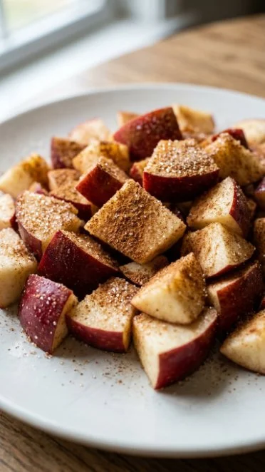 Deliciously spiced cinnamon apples served in a bowl