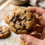 Plate of freshly baked coconut flour cookies with chocolate chips