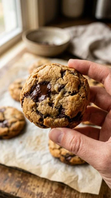 Plate of freshly baked coconut flour cookies with chocolate chips