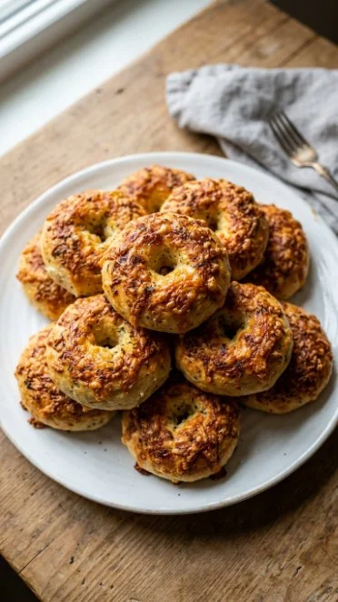 Delicious homemade cottage cheese bagels as a high protein breakfast.