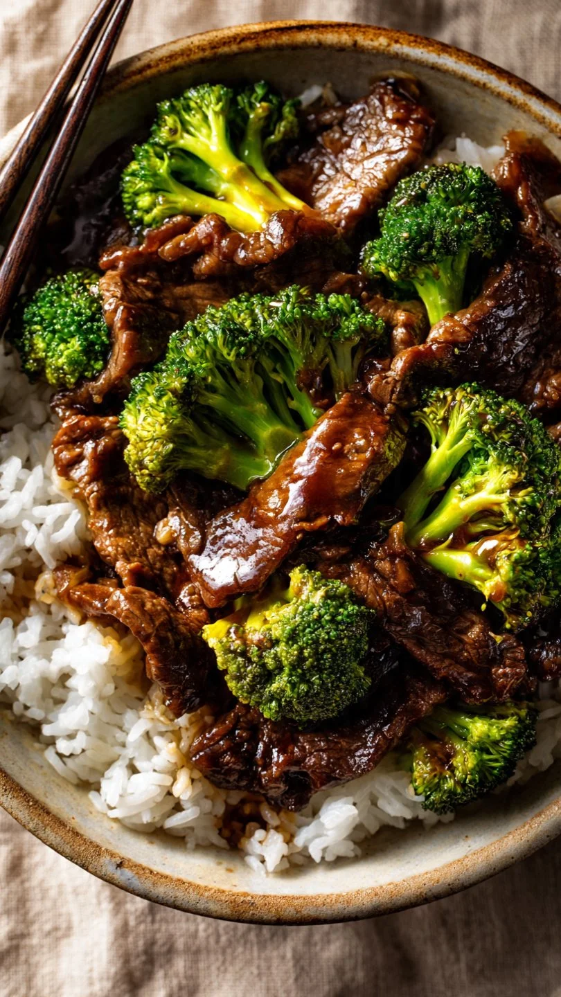 Easy beef and broccoli stir-fry with vegetables in a bowl