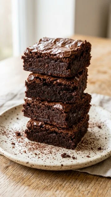 Fudgy keto avocado brownies on a plate