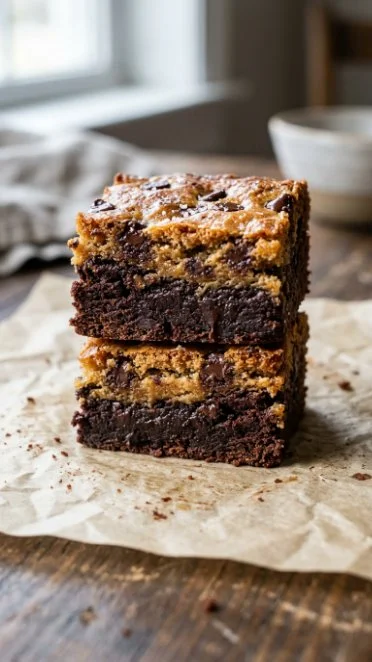 Decadent Greek yogurt blondie brownies served on a plate