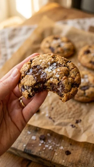 Healthy banana bread chocolate chip cookies on a baking tray
