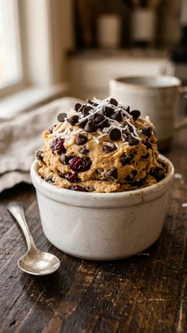 Healthy no-bake cookie dough bites recipe with 4 ingredients