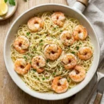 Delicious Lemon Garlic Butter Shrimp Pasta served in a bowl with herbs