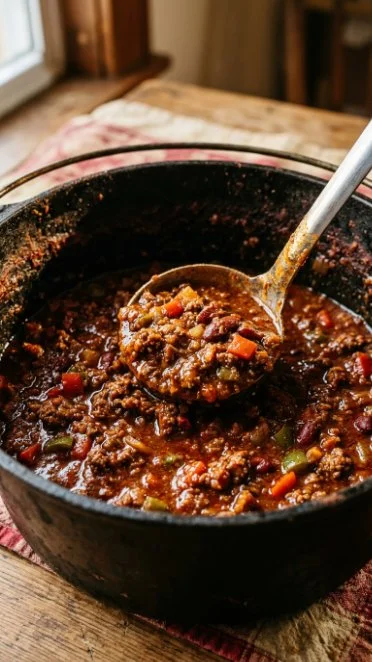 Bowl of flavorful no bean keto chili topped with cheese and herbs