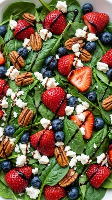 Strawberry Spinach Salad with Grilled Chicken and Poppy Seed Dressing