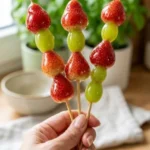 Delicious Tanghulu made with freshly candied fruit on skewers.