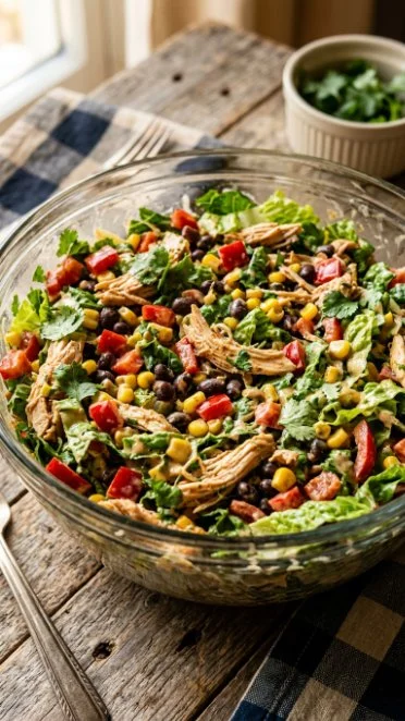 Tex-Mex Chopped Chicken Salad with fresh vegetables and grilled chicken