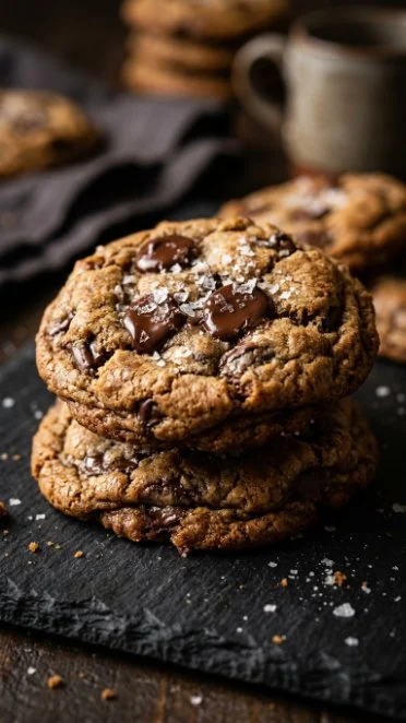 Delicious chewy protein chocolate chip cookies on a plate