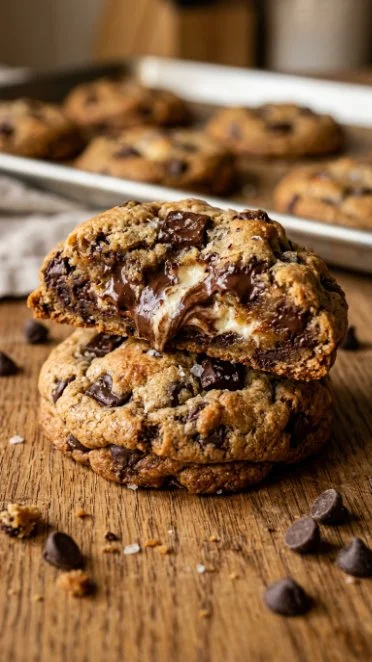 Delicious chocolate chip cookies with cream cheese baked to perfection