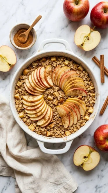 Delicious easy cinnamon apple baked oatmeal served in a bowl