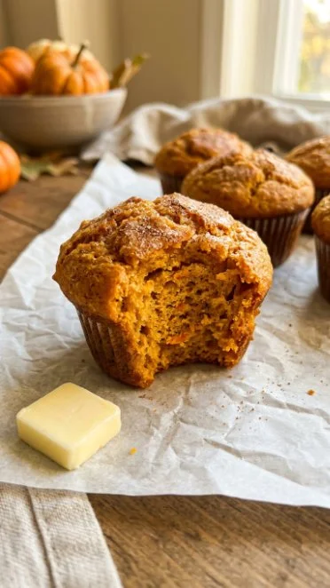 Delicious easy pumpkin protein muffins fresh out of the oven