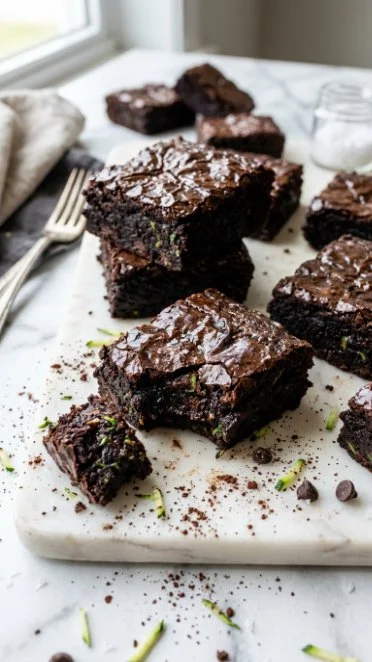 Delicious flourless chocolate zucchini brownies served on a plate