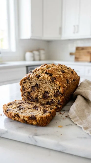 Healthy flourless banana bread made with 5 simple ingredients