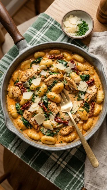 Delicious Marry Me Chicken Gnocchi in a creamy sauce with herbs.