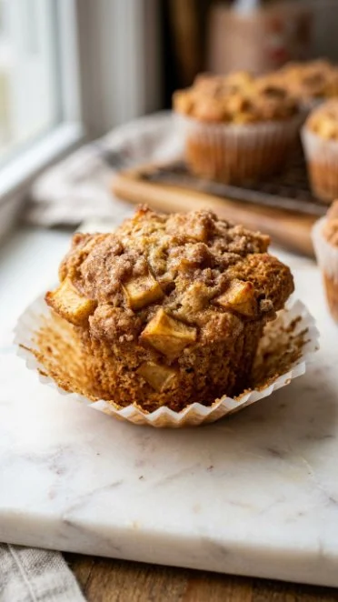 Delicious Protein Apple Muffins with fresh apple chunks and protein powder