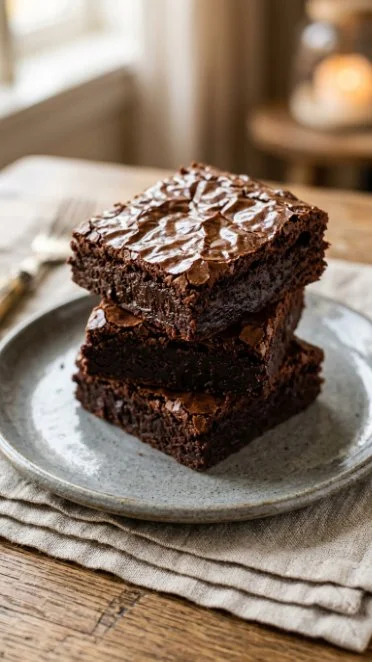 Protein cottage cheese flourless brownies on a plate