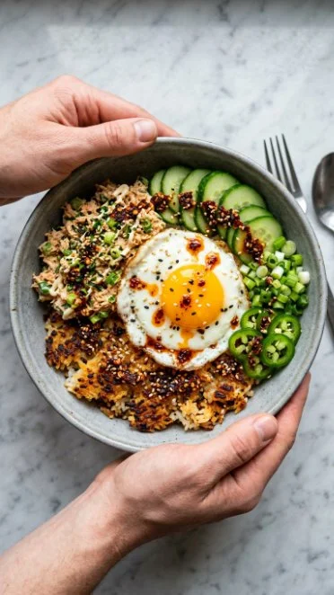 Delicious Tuna Crispy Rice Bowl with fresh ingredients and crispy rice