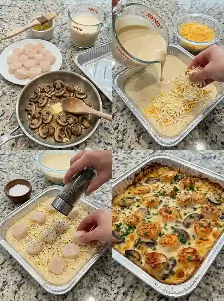 Baked Scallop and Mushroom Cream Casserole step