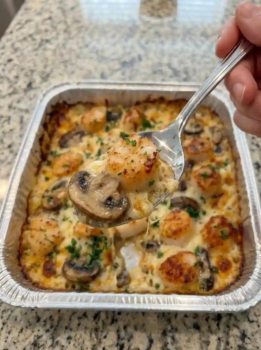 Baked Scallop and Mushroom Cream Casserole