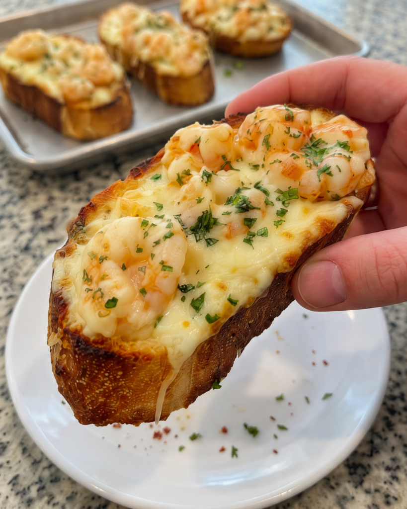 Creamy Garlic Shrimp Toasts