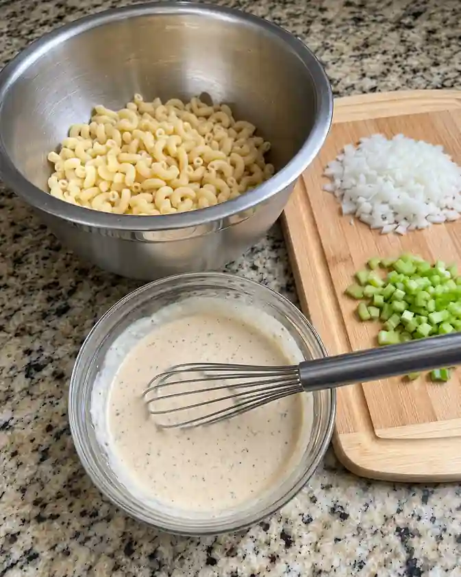 Creamy Shrimp Macaroni Salad- ingredients